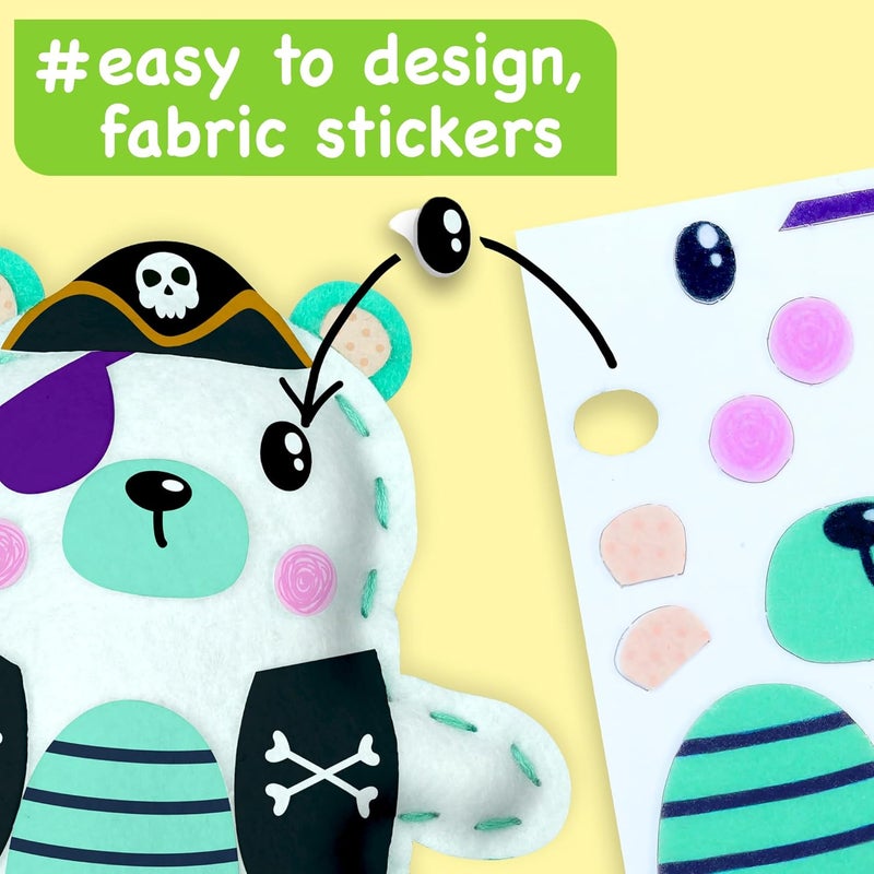 EZCRA Bear & Animal Sewing Kit for Kids Ages 4-8, No-Mess Felt Craft Projects, 4 Easy Beginner Learn-to-Sew Arts & Crafts for Boys and Girls - Image 5